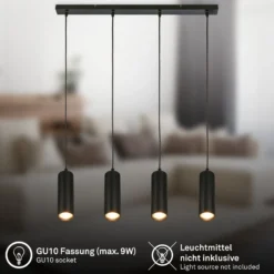 Hängeleuchte Ida, schwarz, 4-flammig, Länge 76 cm, GU10