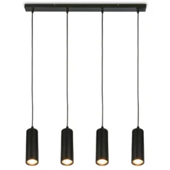 Hängeleuchte Ida, schwarz, 4-flammig, Länge 76 cm, GU10