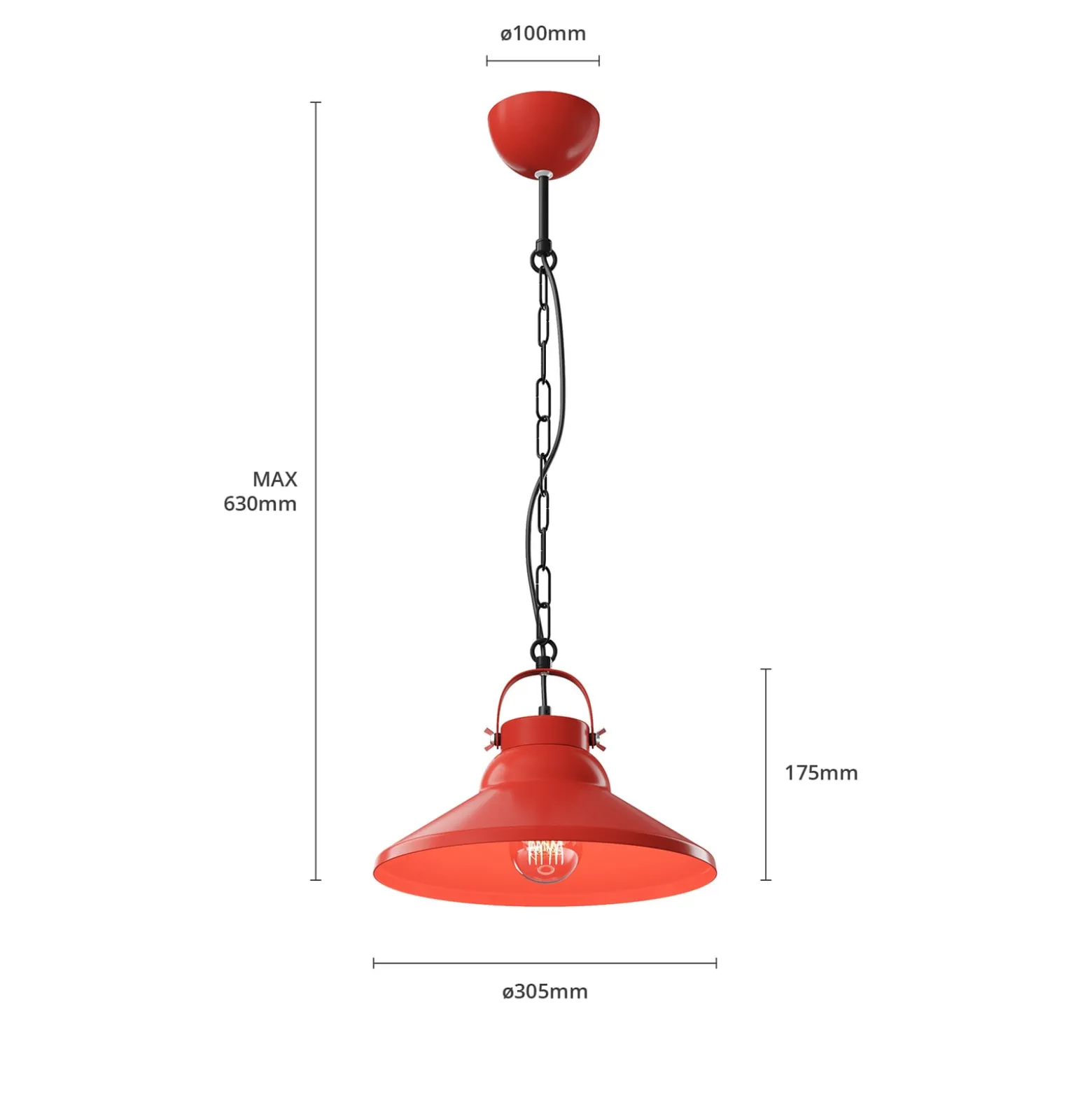 Hängeleuchte Iron, rot