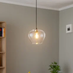 Hängeleuchte Kaja mit Glaskugel klar, Ø 24 cm