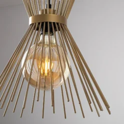 Hängeleuchte Kirpi 3086, goldfarben, Metall, 3-flammig rund
