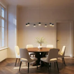 Hängeleuchte Kodo, 7-flammig, schwarz, Stahl, GX53
