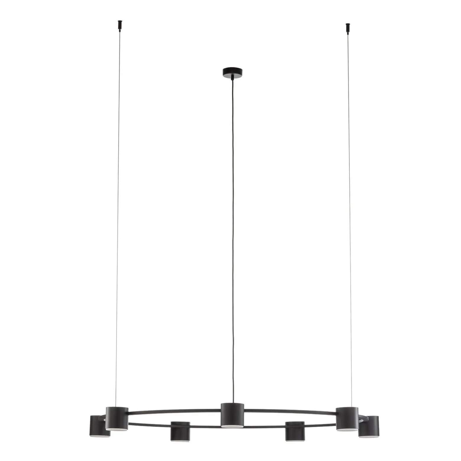 Hängeleuchte Kodo, 7-flammig, schwarz, Stahl, GX53
