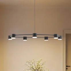 Hängeleuchte Kodo, 7-flammig, schwarz, Stahl, GX53