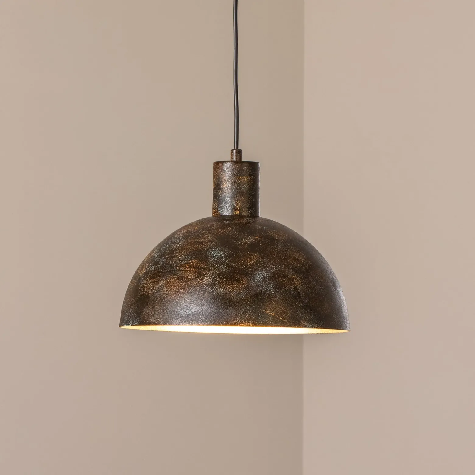 Hängeleuchte Kure, schwarz-braun, Metall, Ø 30 cm, E27