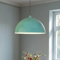 Hängeleuchte Kure, türkis, Metall, Ø 60 cm, E27