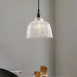 Hängeleuchte Leana, Glas klar, einflammig, chrom