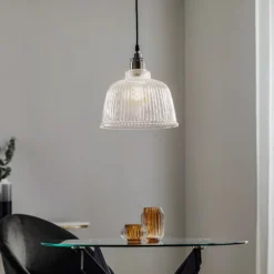 Hängeleuchte Leana, Glas klar, einflammig, chrom