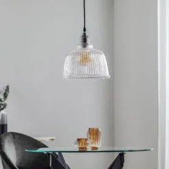 Hängeleuchte Leana, Glas klar, einflammig, chrom