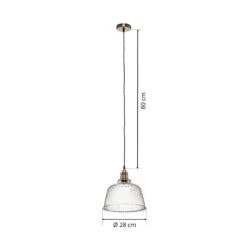 Hängeleuchte Leana, Glas klar, 1-flg., altmessing