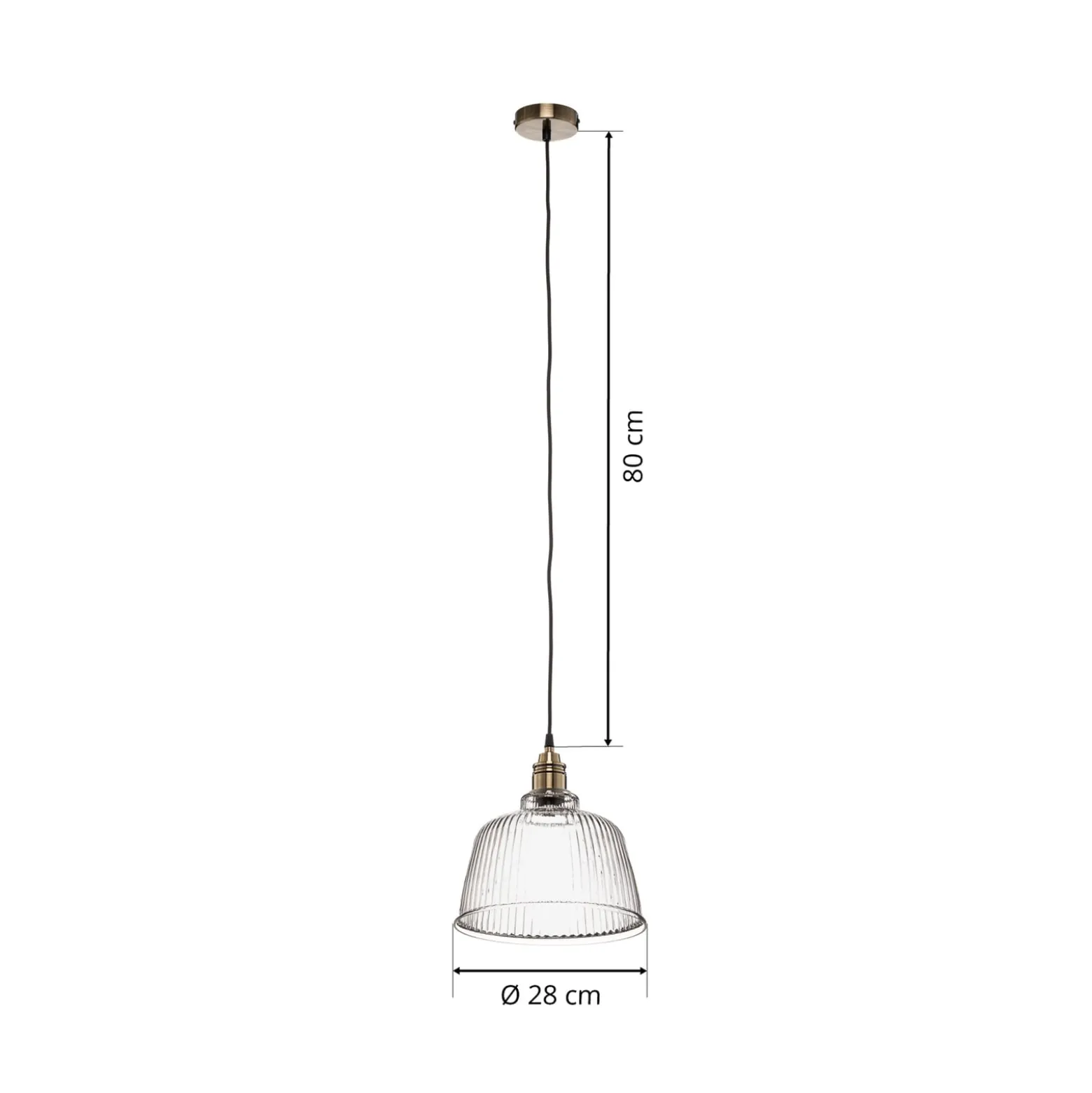 Hängeleuchte Leana, Glas klar, 1-flg., altmessing