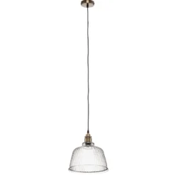 Hängeleuchte Leana, Glas klar, 1-flg., altmessing