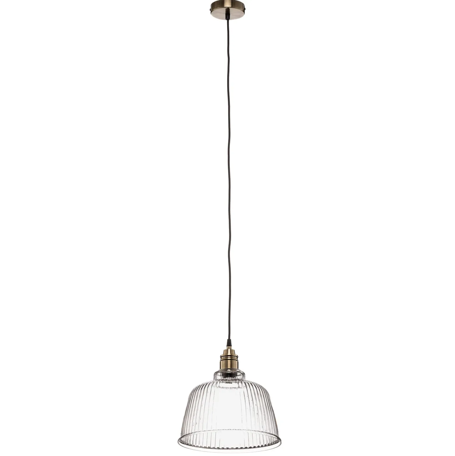 Hängeleuchte Leana, Glas klar, 1-flg., altmessing