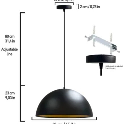 Hängeleuchte Lipeo, schwarz/gold, Ø 40 cm, Metall, E27