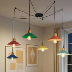 Hängeleuchte Manavgat, 6-flammig, Multicolour, Länge 144 cm