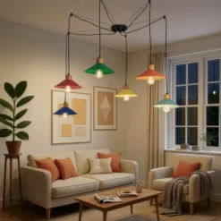 Hängeleuchte Manavgat, 6-flammig, Multicolour, Länge 144 cm