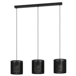 Hängeleuchte Manby, Länge 90 cm, schwarz, 3-flg., Stahl