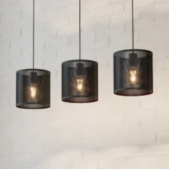 Hängeleuchte Manby, Länge 90 cm, schwarz, 3-flg., Stahl