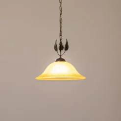 Hängeleuchte Mira, creme/bronze, Glas, Ø 40 cm, E27