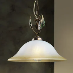 Hängeleuchte Mira, creme/bronze, Glas, Ø 40 cm, E27