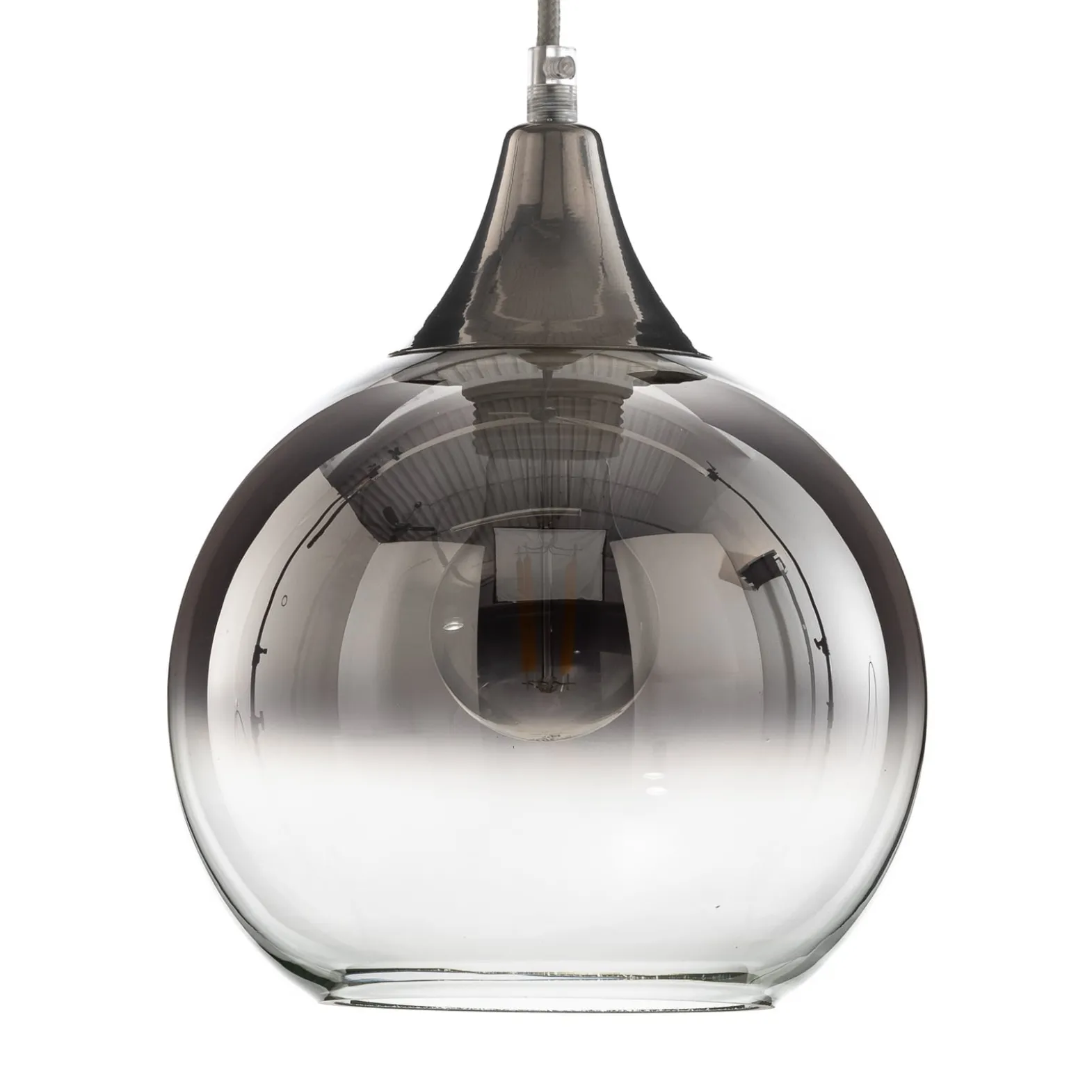 Hängeleuchte Monte aus Glas, einflammig, silber
