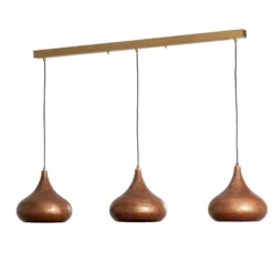Hängeleuchte Muba, altmessing, Länge 120 cm, Metall