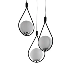 Hängeleuchte Mudoni MR-938 3-flg. rund schwarz/Opalglas