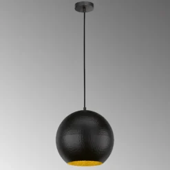 Hängeleuchte Mylon, schwarz/gold, kugelförmig