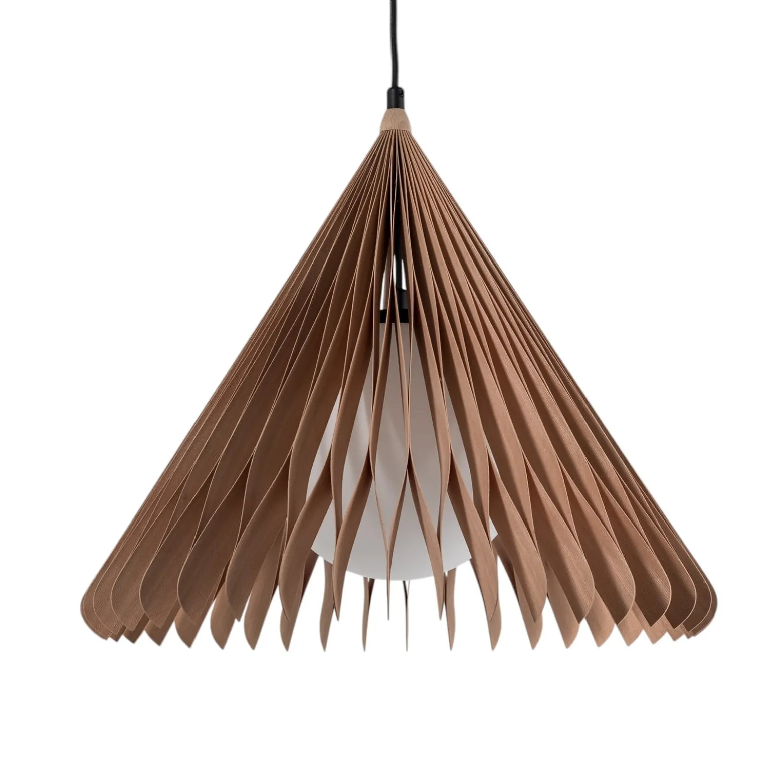 Hängeleuchte Nature Sun Glas XL, Kegel spitz, Ø 48 cm, Holz