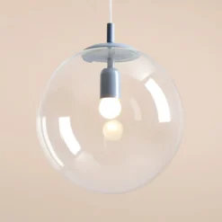 Hängeleuchte Nohr mit Glasschirm, blau/klar