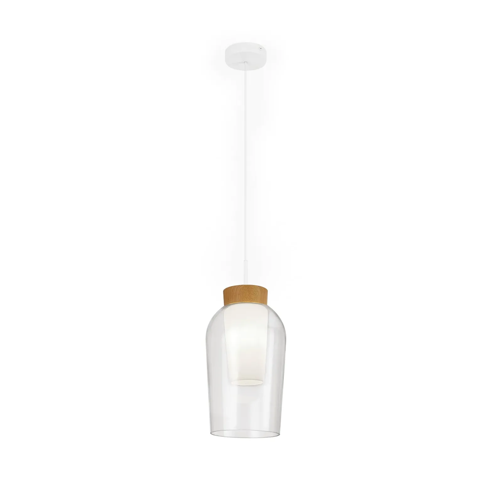 Hängeleuchte Nora, einflammig, weiß, transparent, Glas