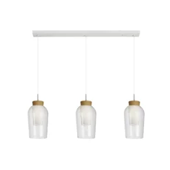 Hängeleuchte Nora, weiß, transparent, 3-flammig Balken, Glas