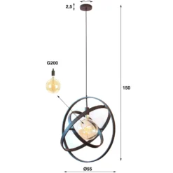 Hängeleuchte Orbit mit drei Ringen, 1-flg, schwarz