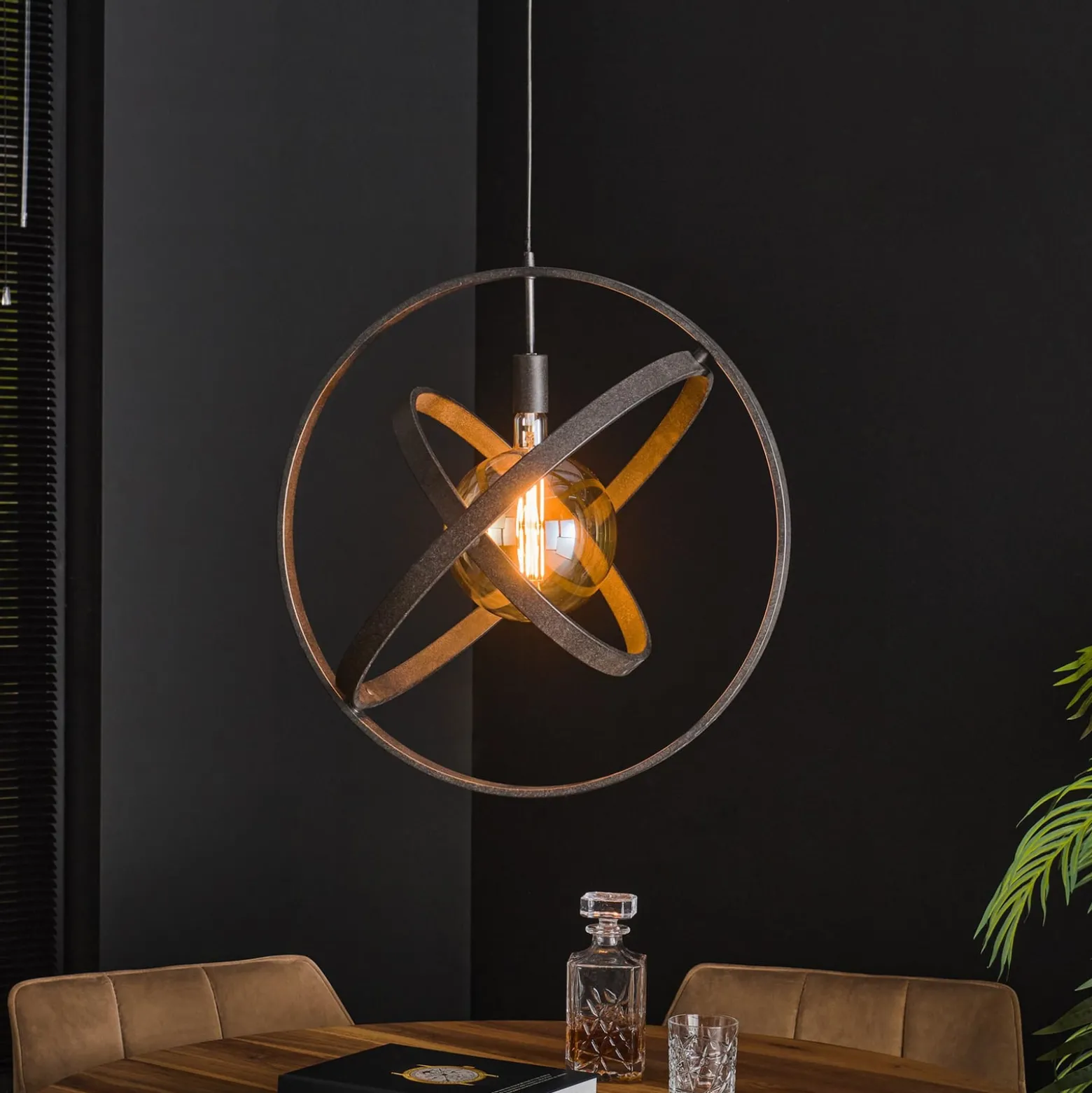Hängeleuchte Orbit mit drei Ringen, 1-flg, schwarz