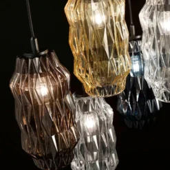 Hängeleuchte Origami aus Glas, blau