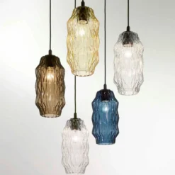 Hängeleuchte Origami aus Glas, grau-braun