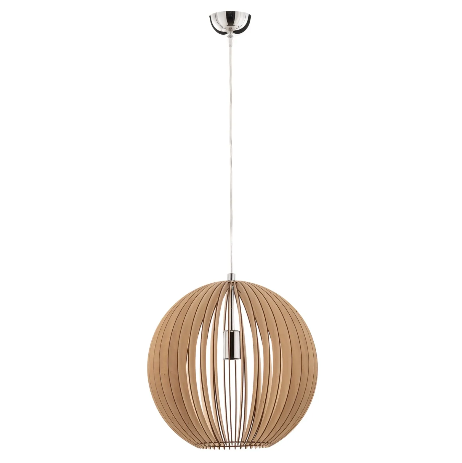 Hängeleuchte Paz aus Holzlamellen Ø 42cm, chrom