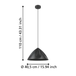Hängeleuchte Podere, schwarz, Ø 42,5 cm, Stahl