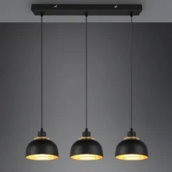 Hängeleuchte Punch, schwarz/gold, dreiflammig
