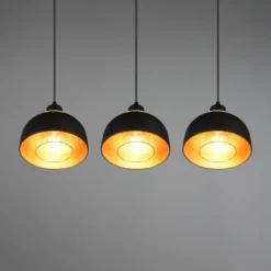 Hängeleuchte Punch, schwarz/gold, dreiflammig