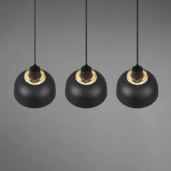 Hängeleuchte Punch, schwarz/gold, dreiflammig