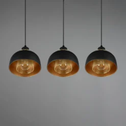 Hängeleuchte Punch, schwarz/gold, dreiflammig
