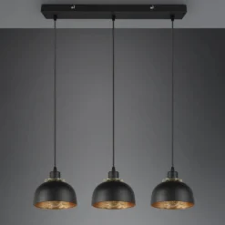 Hängeleuchte Punch, schwarz/gold, dreiflammig