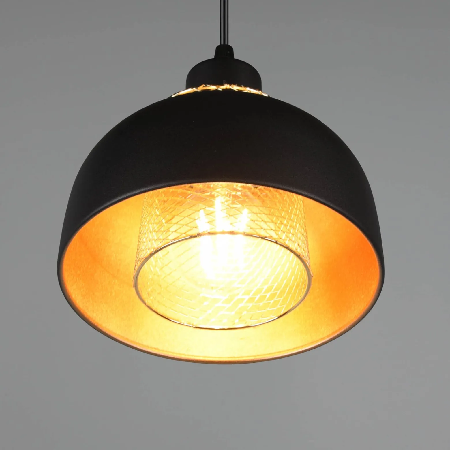 Hängeleuchte Punch schwarz/gold einflammig Ø 18 cm