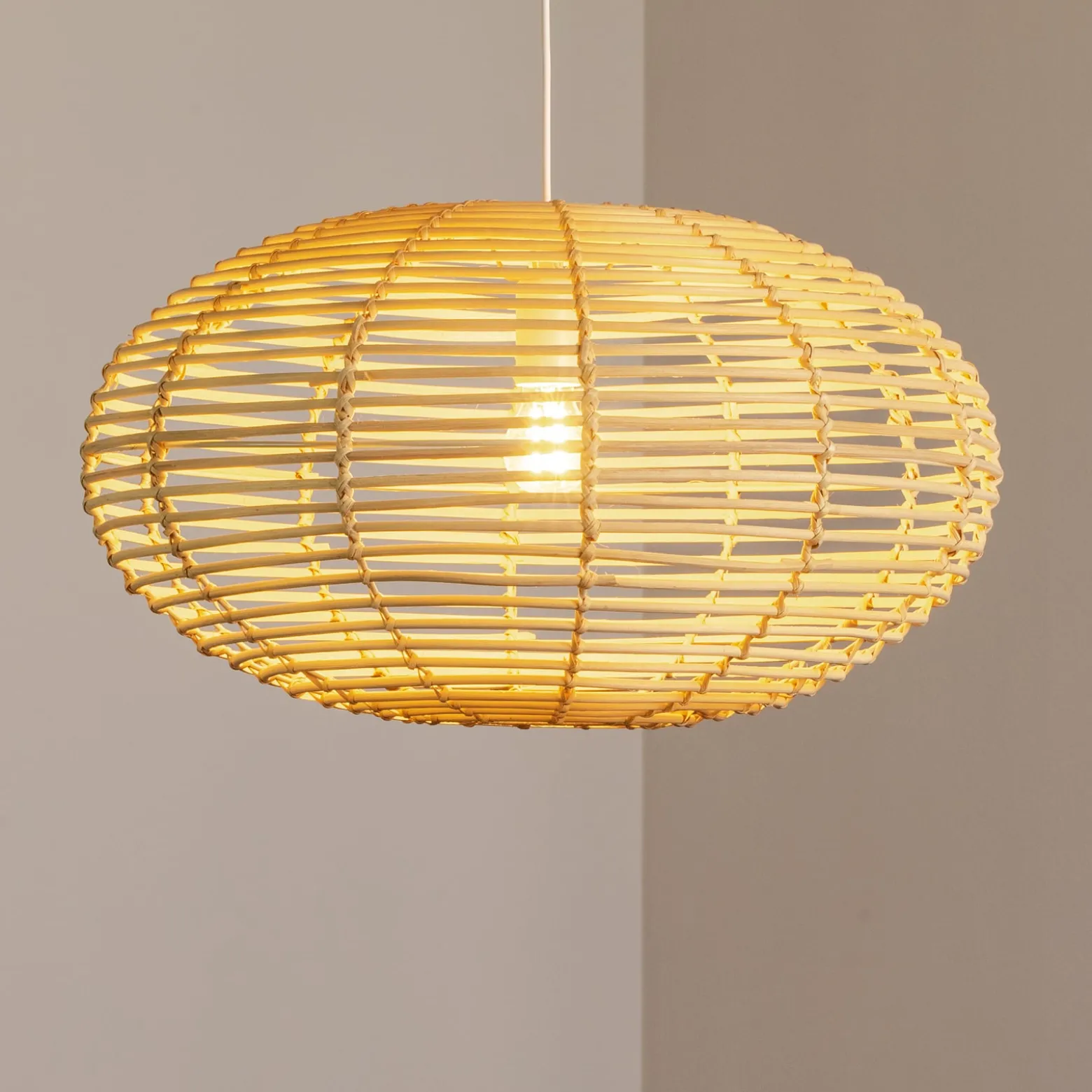 Hängeleuchte RATTAN, Ø 60 cm, naturbraun, Rattan, E27