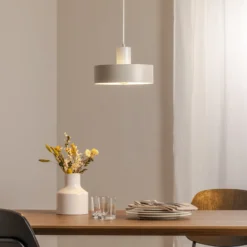 Hängeleuchte Rif M, taupe, 1-flammig, Ø 25 cm, Stahl