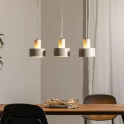 Hängeleuchte Rif 3, taupe, 3-flammig, linear, Stahl