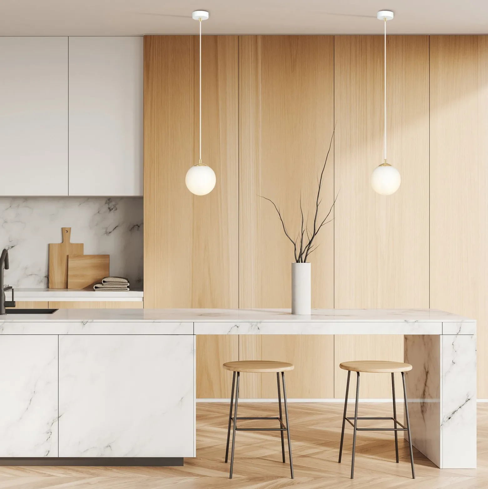 Hängeleuchte Royal, opalweiß/weiß, Glas, E14