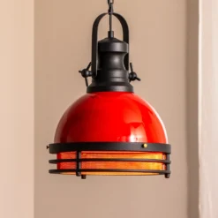 Hängeleuchte Saglam 3762, rot/schwarz, Eisen, Ø 32 cm