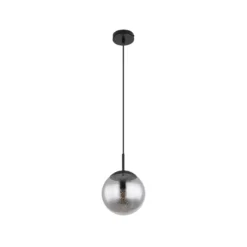 Hängeleuchte Samos, Ø 20 cm, rauchgrau/schwarz, Glas